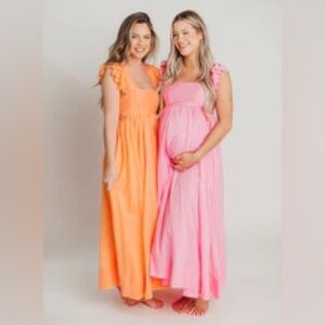 Worth Collective Madrid Ruffle Sleeve Maxi in Pink